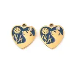 304 Stainless Steel Enamel with Rhinestone Pendants
