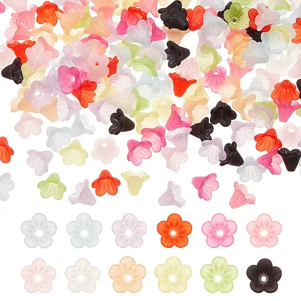 360Pcs 12 Colors Frosted Acrylic Bead Caps