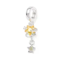 Brass Pave Gold Cubic Zirconia European Dangle Charms