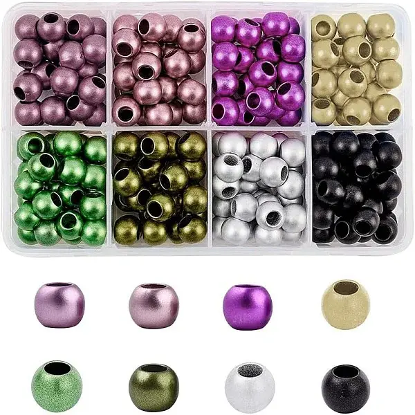 Matte Spray Painted Acrylic European Beads