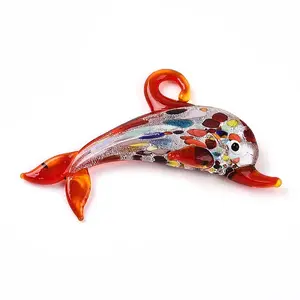 Handmade Silver Foil Lampwork Big Pendants