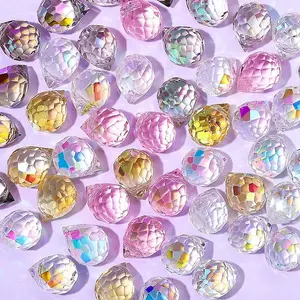 50Pcs Teardrop Electroplated Transparent Glass Charms