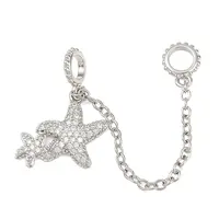 Double Starfish Brass Micro Pave Clear Cubic Zirconia Safety Chains