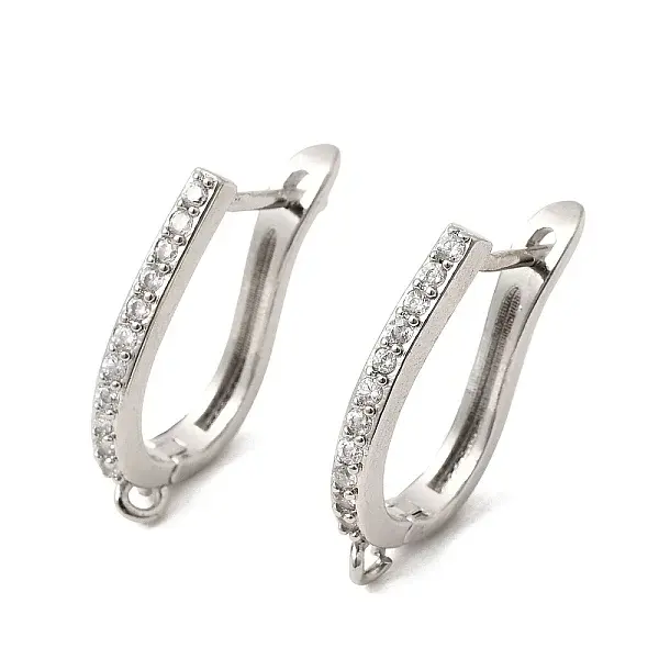 Brass Micro Pave Clear Cubic Zirconia Hoop Earring Findings