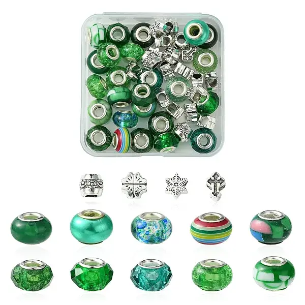 DIY Tibetan Style Alloy & Resin European Beads Making Finding Kits