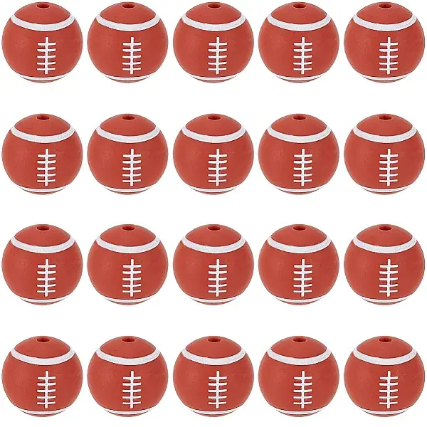 32Pcs All Kinds of Sports Balls Silicone Beads