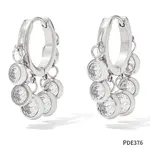 304 Stainless Steel Cubic Zirconia Flat Round Tassel Chandelier Earrings