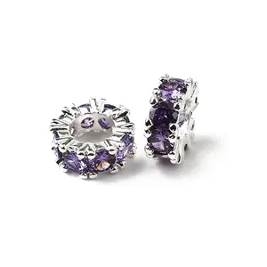 Brass with Cubic Zirconia European Beads