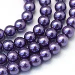 Baking Painted Pearlized Glass Pearl Round Bead Strands