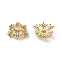 Brass Micro Pave Clear Cubic Zirconia Bead Caps