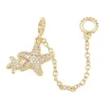 Double Starfish Brass Micro Pave Clear Cubic Zirconia Safety Chains