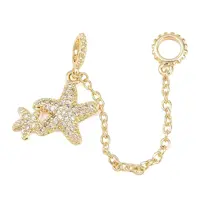 Double Starfish Brass Micro Pave Clear Cubic Zirconia Safety Chains