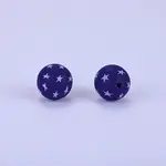 Printed Round with Star Pattern Silicone Focal Beads