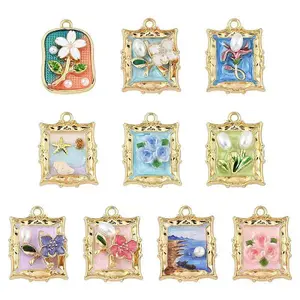10Pcs 10 Styles Alloy Enamel Pendants