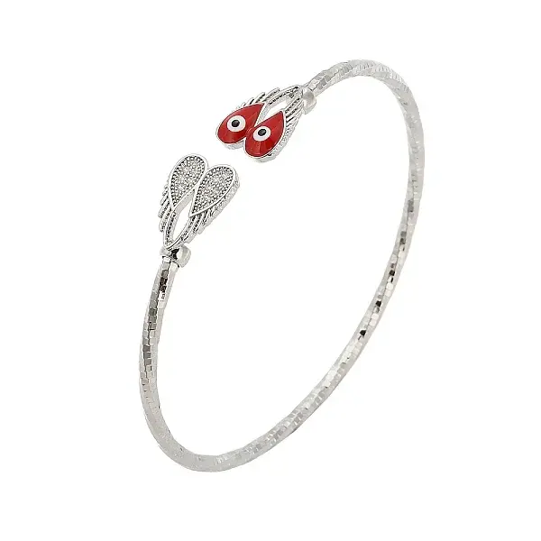 Brass Micro Pave Clear Cubic Zirconia Cuff Bangles for Women