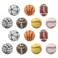 35Pcs 7 Styles Sport Opaque Acrylic Beads