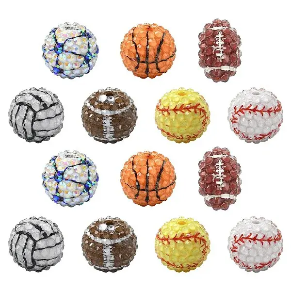 35Pcs 7 Styles Sport Opaque Acrylic Beads