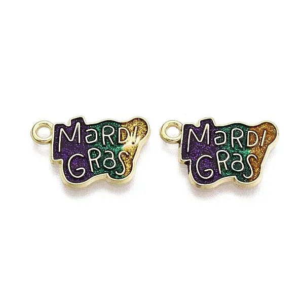 Carnival/Mardi Gras Theme Alloy Enamel & Glitter Powder Pendants