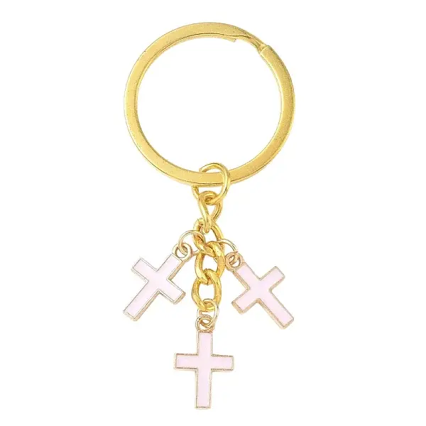 Alloy Enamel Cross Keychains