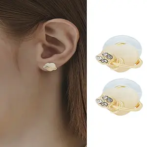 1Pair Heart with Tulip Alloy Micro Pave Clear Cubic Zirconia Stud Earrings