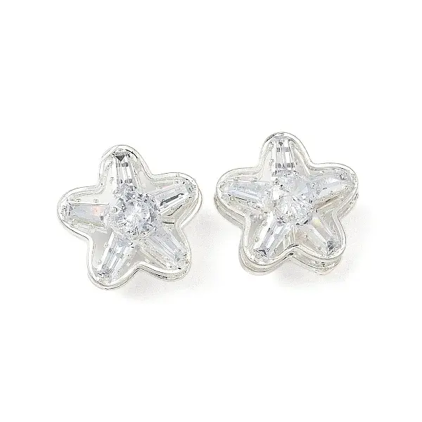 Brass Micro Pave Cubic Zirconia Beads