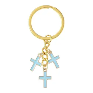 Alloy Enamel Cross Keychains