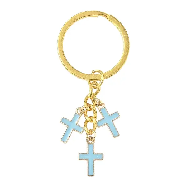 Alloy Enamel Cross Keychains