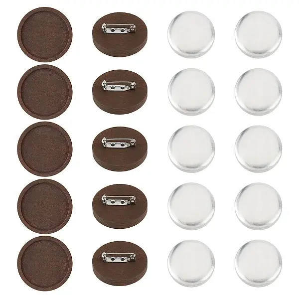 DIY Round Wood & Aluminum Brooch Making Kits