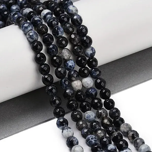Natural Fire Crackle Agate Beads Strands