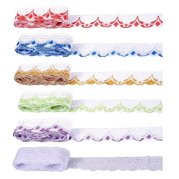 30 Yards 6 Colors Ethnic Style Polyester Flower Lace Trim