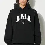 Bavlněná mikina Marcelo Burlon Ama Comfort Hoodie pánská, černá barva, s kapucí, s potiskem, CMBB106F24FLE0081001