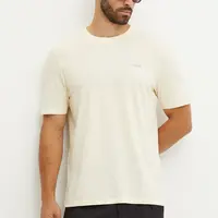 Bavlněné tričko HUGO Dero222 béžová barva, 50466158