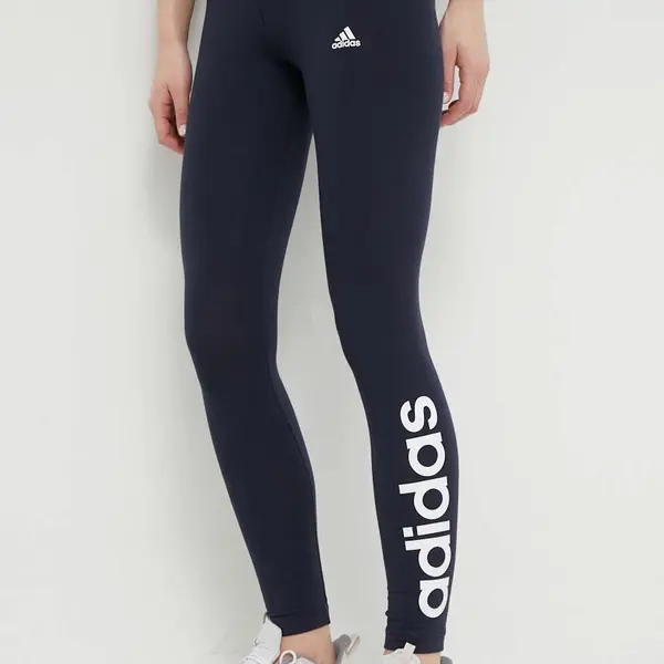 Legíny adidas H07781 dámské, tmavomodrá barva, s potiskem, H07781