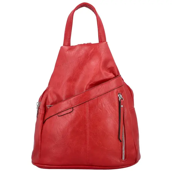 Trendy dámský koženkový batoh Beata, červený