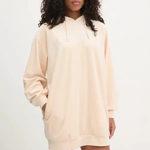 Šaty Guess COUTURE béžová barva, mini, oversize, V4BQ13 KBXI2