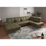 Sit & More SEDACÍ SOUPRAVA, textil, kůže, olivově zelená