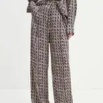 Kalhoty AERON dámské, hnědá barva, jednoduché, high waist, PFPA249519