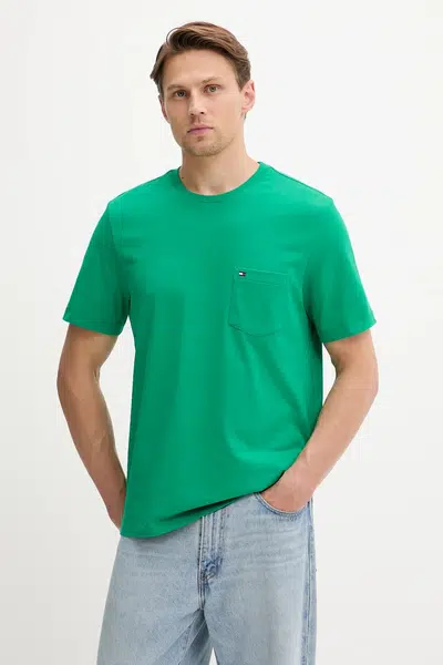Bavlněné tričko Tommy Hilfiger pánské, béžová barva, MW0MW37283