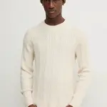 Svetr z vlněné směsi Abercrombie & Fitch pánský, béžová barva, lehký, KI120-4197