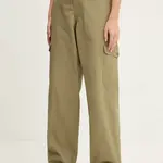 Bavlněné kalhoty Dickies DUCK CANVAS zelená barva, jednoduché, medium waist, DK0A864S