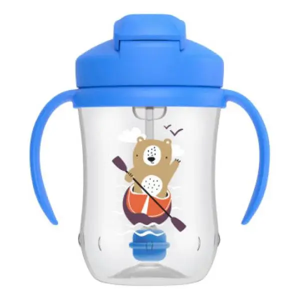 Dr. Brown’s Hrnek se slámkou 270 ml s držadly 6 M+ modrý (TC91102)