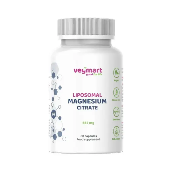 Vegmart Lipozomálne magnézium (citrát horečnatý) 667 mg, 60 kapsúl