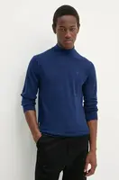 Vlněný svetr G-Star pánský, tmavomodrá barva, lehký, s golfem, D25175-D847