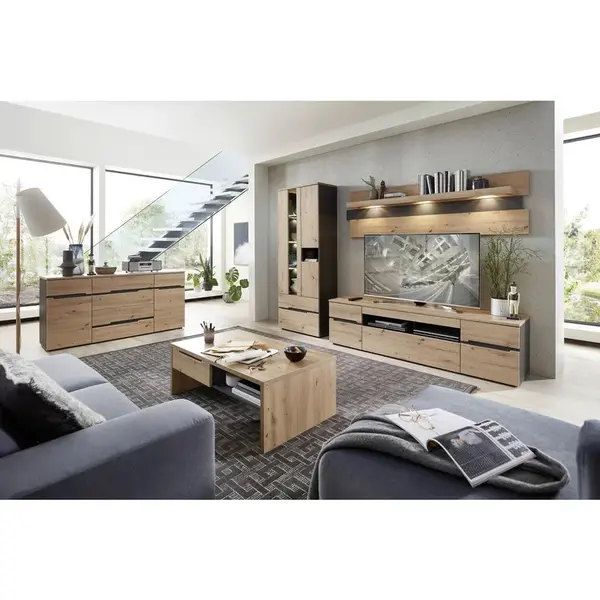 Carryhome NÁSTĚNNÝ PANEL, barvy grafitu, dub artisan