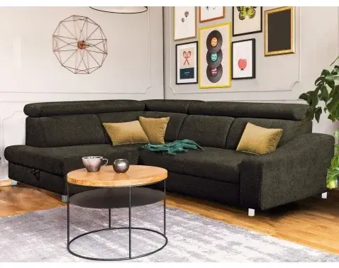 Rohová sedacia súprava Brico, sivo-hnedá látka, ľavý roh%