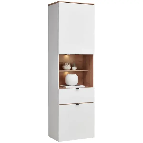 Hom`in VITRÍNA, bílá, dub artisan, 60/200/36,3 cm