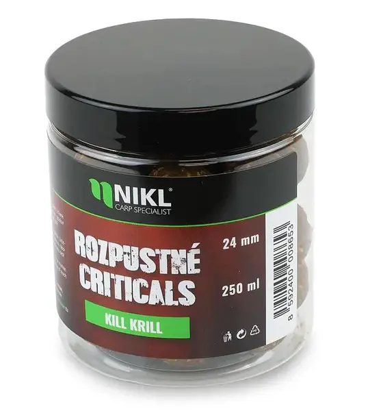 Nikl rozpustné criticals boilie kill krill 250 ml - 24 mm