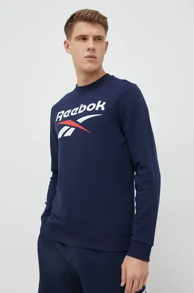 Mikina Reebok pánská, tmavomodrá barva, s potiskem