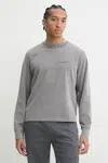 Bavlněné tričko s dlouhým rukávem Abercrombie & Fitch šedá barva, KI123-4080