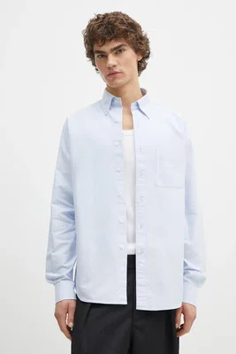 Bavlněná košile Filippa K modrá barva, slim, s límečkem button-down, 31255